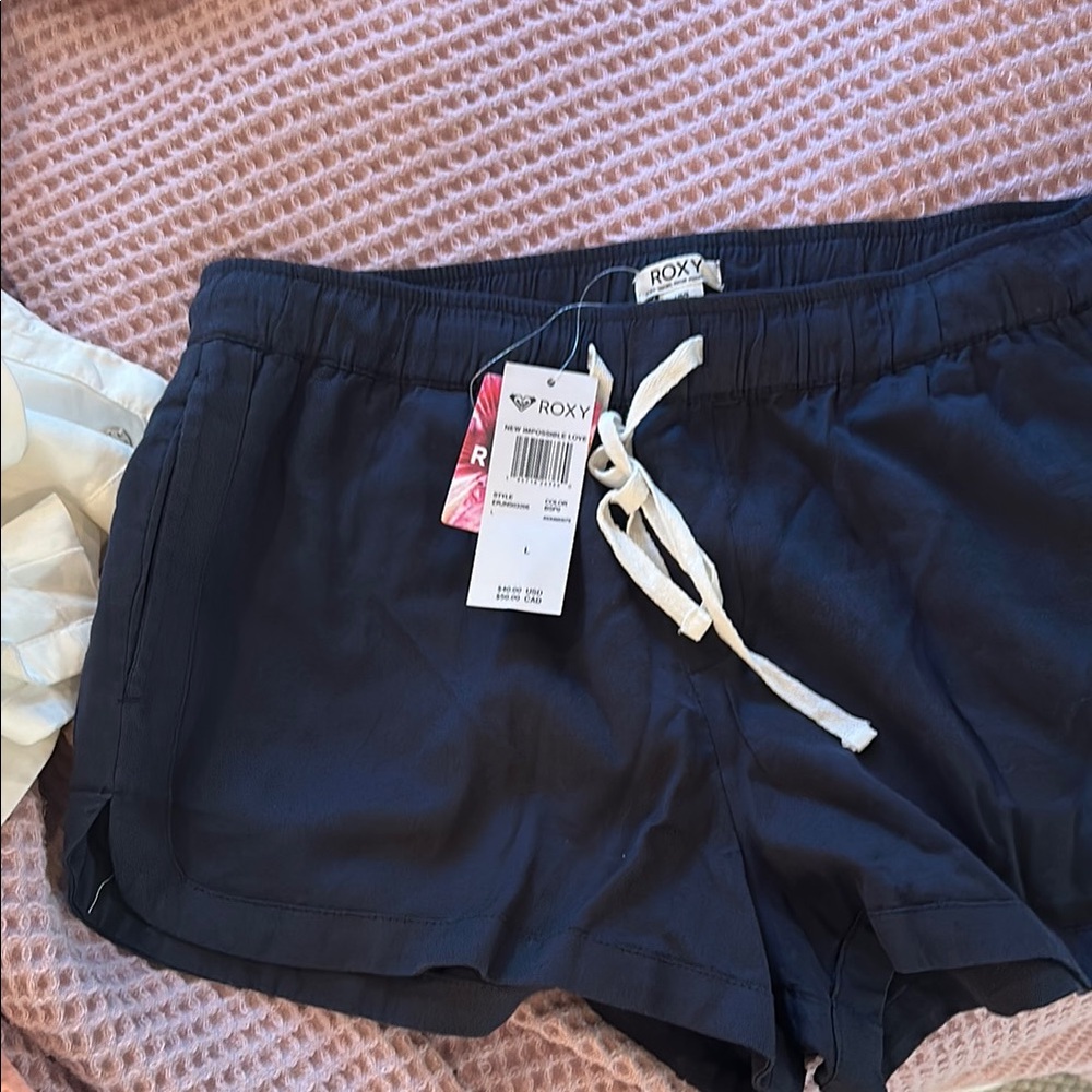 Roxy Blue Athletic Shorts Soft Fabric Drawstring